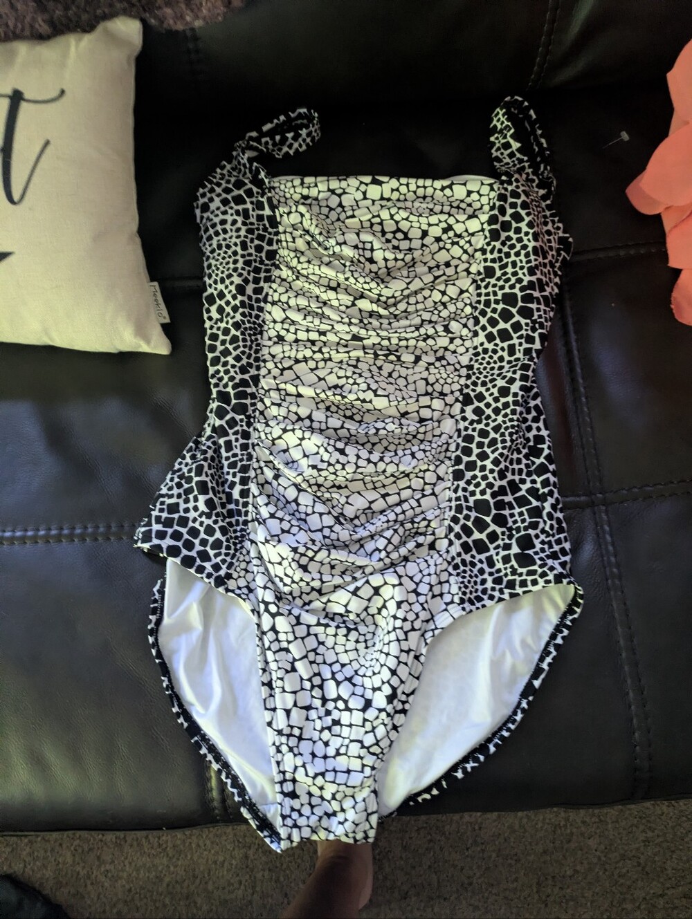 Calvin Klein Black and White Mosaic One-Piece Swimsuit